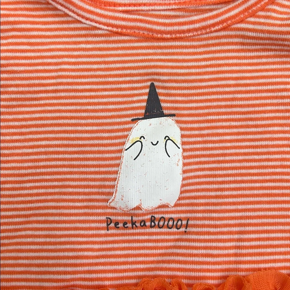 Carter’s Halloween Peekaboo Ghost Striped Tutu Onesie, Size 3 Months